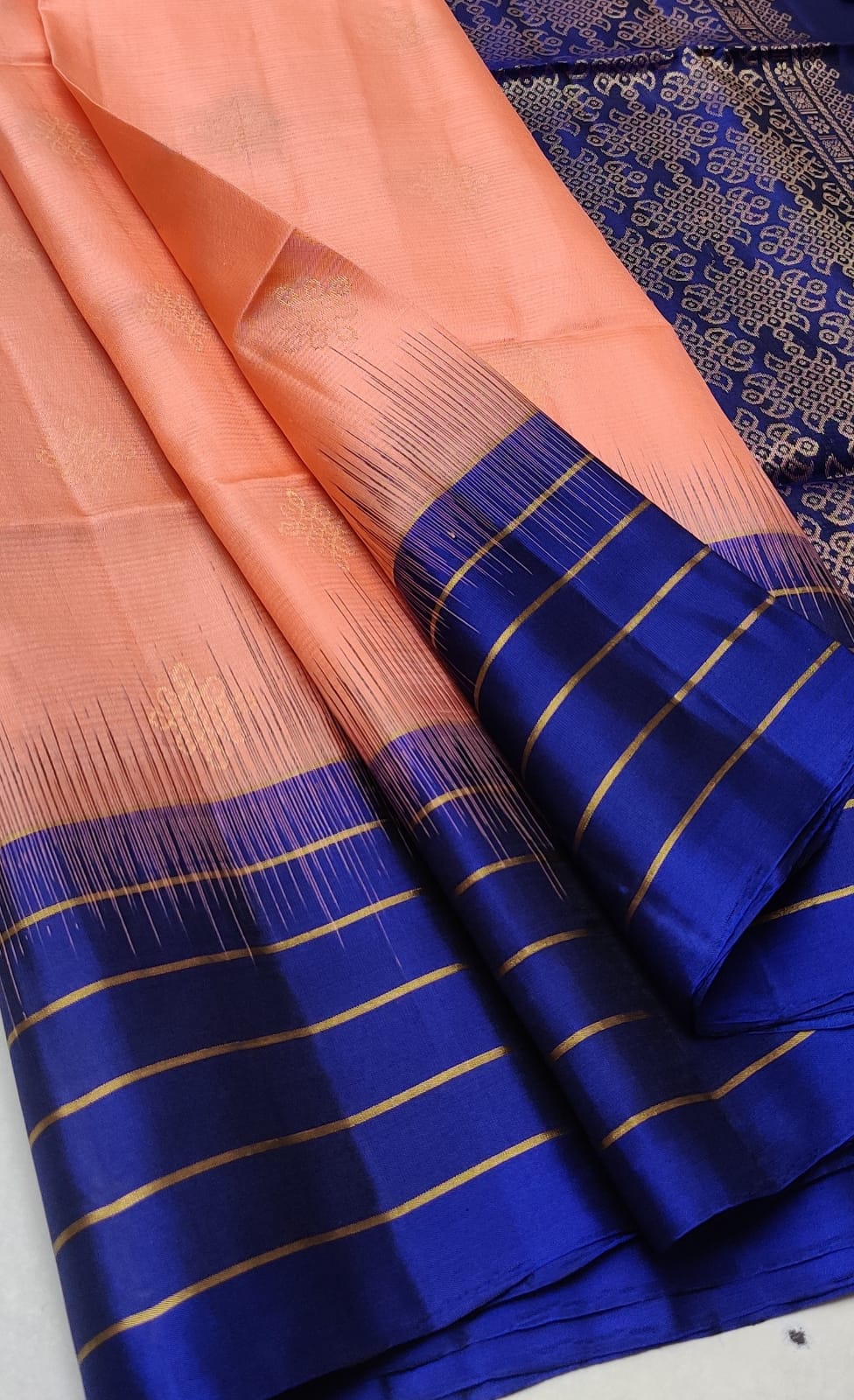 Orchid Pink Pure Handloom Kanchipuram Double Warp Silk Saree.